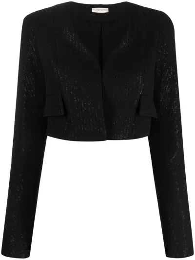 The Mannei Terras Sequinned Cropped Blazer In Black