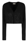 The Mannei Cropped Silk Jacket Sequin Embellishments In Black