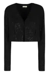 The Mannei Cropped Silk Jacket Sequin Embellishments In Black