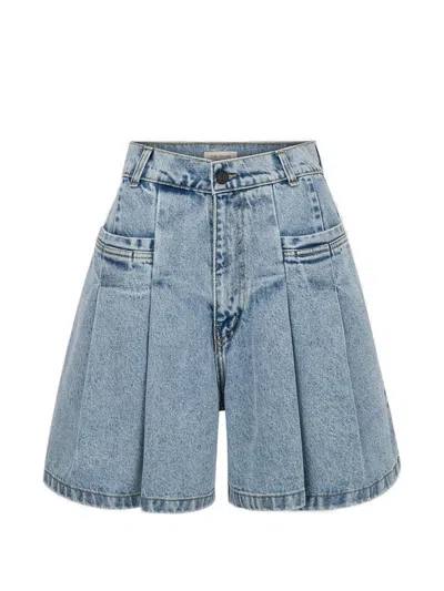 The Mannei Terron Pleated Shorts In Blue