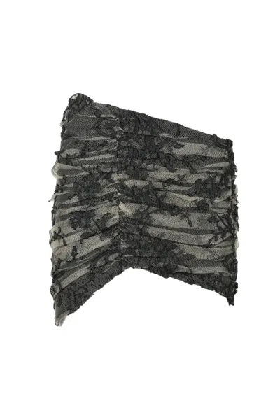 The Mannei Textured Ruched Skirt With Silk In Gray