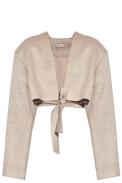 The Mannei Tied-waist Cropped Jacket In Beige