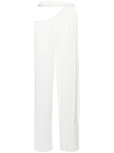 The Mannei Tie-fastening Palazzo Trousers In Weiss