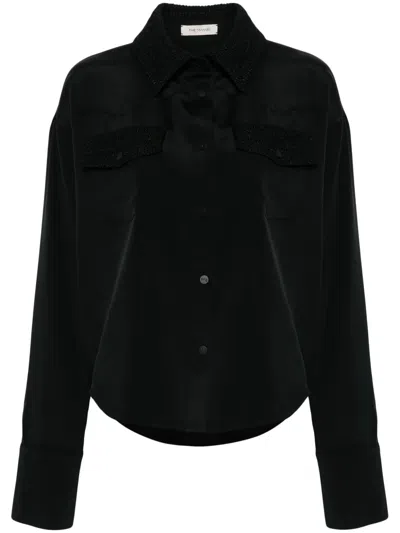 The Mannei Toledo Crochet Knit-detail Shirt In Schwarz