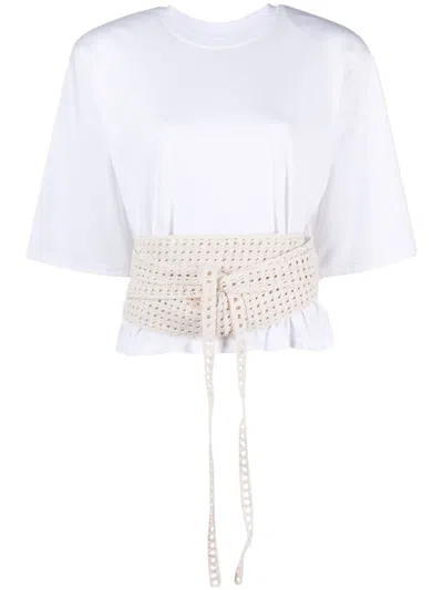 The Mannei Turso Crochet-wrapping T-shirt In White