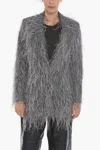 The Mannei Virgin-wool Greenock Single-breasted Blazer With Feather-emb In Grey