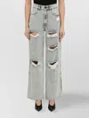 The Mannei Wide Denim Jeans Distressed Detailing In Blue