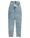 The Mannei Woman Denim Pants Blue Size 6 Cotton In Blue