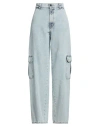 The Mannei Woman Denim Pants Blue Size 8 Cotton In Blue