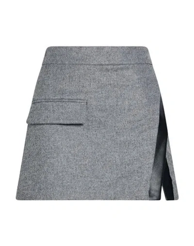 The Mannei Woman Mini Skirt Grey Size 8 Wool, Polyester, Viscose, Elastane, Leather In Gray