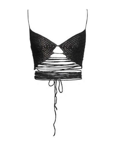 The Mannei Woman Top Black Size 6 Cotton, Viscose