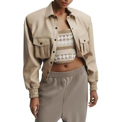 Pre-owned The Mannei Womens Parla Collar Leather Bomber Jacket Bhfo 4007 In Beige