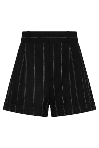 The Mannei Wool Pin-striped Shorts In Black