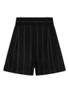 The Mannei Striped Wool Shorts With Belt Loops In Black