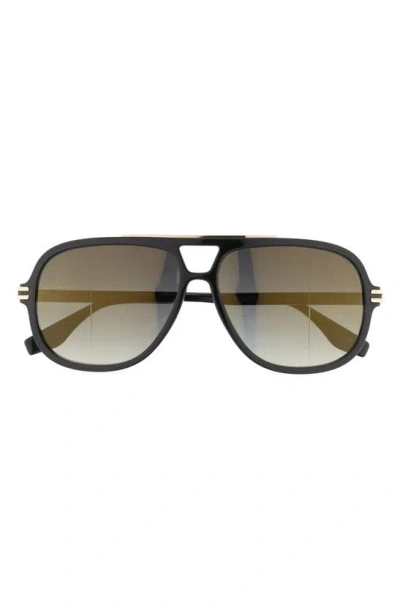 The Marc Jacobs 59mm Gradient Aviator Sunglasses In Black/ Grey Gold