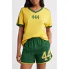 The Mayfair Group 444 Aligned Cotton V-neck T-shirt In Yellow