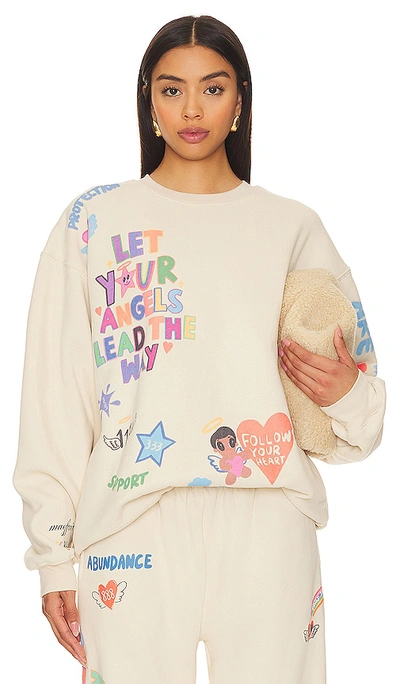 The Mayfair Group Angels All Around You Crewneck In Cream
