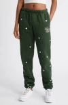 The Mayfair Group Choose Love Heart Print Graphic Sweatpants In Dark Green