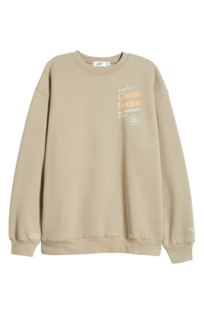 The Mayfair Group Cosmic Hotline Crewneck Sweatshirt In Brown