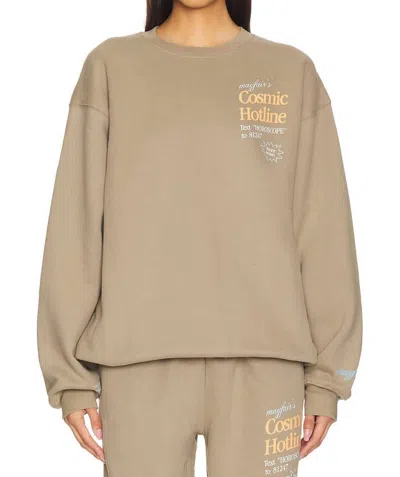 The Mayfair Group Cosmic Hotline Crewneck Sweatshirt In Taupe