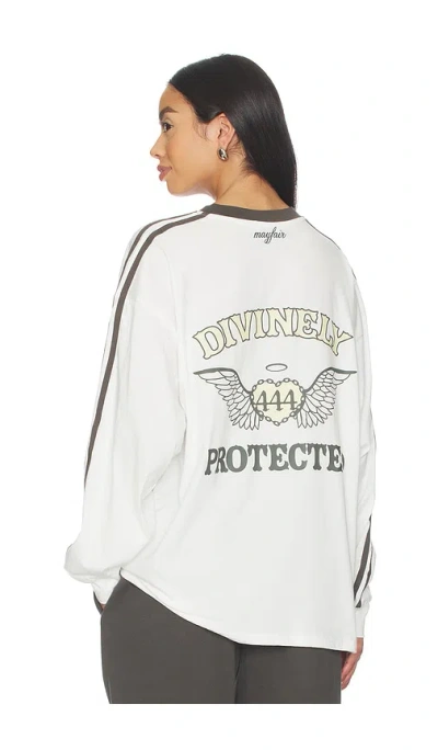 The Mayfair Group Divinely Protected Long Sleeve Tee In White