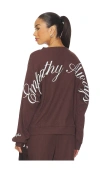 The Mayfair Group Empathy Always Waffle Crewneck In Brown