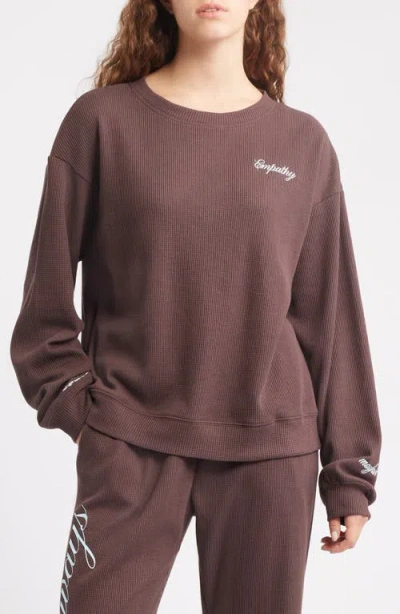 The Mayfair Group Empathy Always Waffle Stitch Top In Brown