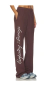 The Mayfair Group Empathy Always Waffle Wide Leg Sweatpants In Brown