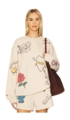The Mayfair Group Feeling Lucky Reversible Crewneck Graphic Sweatshirt In Neutral