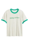 The Mayfair Group Going Offline Oversize Graphic Ringer T-shirt In Green