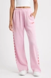 The Mayfair Group Grateful For Today Waffle Knit Fleece Graphic Sweatpants In Pink