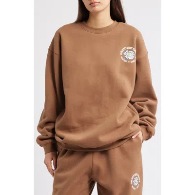 The Mayfair Group Gratitude Grows Rows Graphic Sweatshirt In Brown