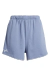 The Mayfair Group I Love My Humanness Graphic Sweat Shorts In Blue