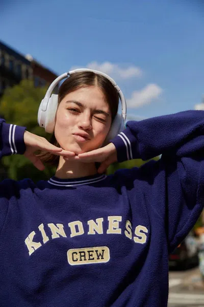 The Mayfair Group Kindness Crewneck Teddy Fitted Crewneck In Blue