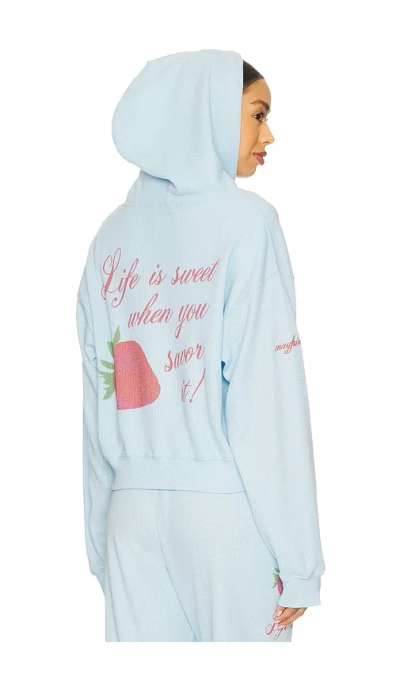 The Mayfair Group Life Is Sweet Waffle Hoodie In 蓝色