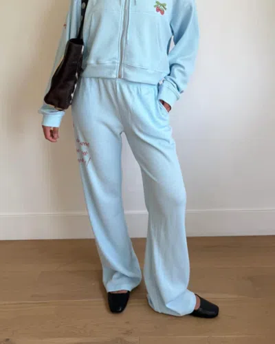 The Mayfair Group Life Is Sweet Wide Leg Sweatpants In Soft Blue