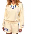 The Mayfair Group Mayfair Athletic Department Notch-neck Sweatshirt In Yellow In Neutral