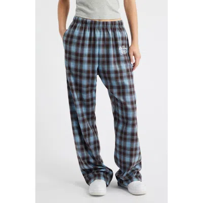 The Mayfair Group On Cloud Nine Wide Leg Plaid Pants In Blue