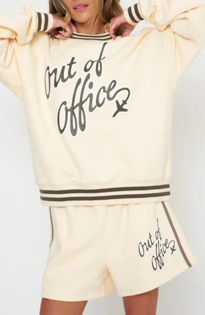 The Mayfair Group Oversize Out Of Office Graphic Sweatshirt In Neutral