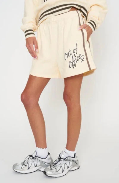 The Mayfair Group Oversize Xxl Out Of Office Graphic Sweat Shorts In Multi