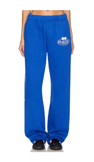 The Mayfair Group Playing With Fate Wide Leg Sweatpants In Blue