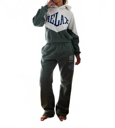 The Mayfair Group Scan To Relax Wide Leg Sweatpants In Olive And Heather Grey In Black