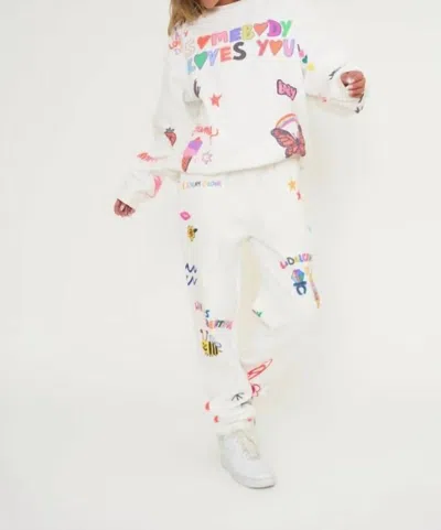 The Mayfair Group Scream Colour Somebody Loves You Sweatpants In White
