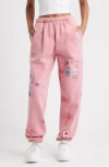 The Mayfair Group Somebody Loves You Fleece Graphic Joggers In Pink