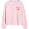 The Mayfair Group Somebody Loves You Waffle Knit Graphic Top In Pink