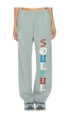 The Mayfair Group Soulful Cotton Blend Wide Leg Sweatpants In Blue