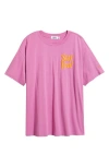 The Mayfair Group Stay You Embroidered Oversize T-shirt In Purple