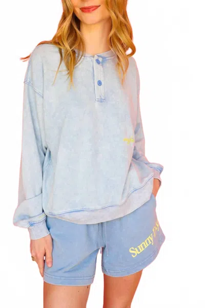 The Mayfair Group Sunny Days Are Coming Henley Sweatshirt In Blue