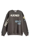 The Mayfair Group The Alignment Tour Oversize Fleece Graphic Sweatshirt In Charcoal