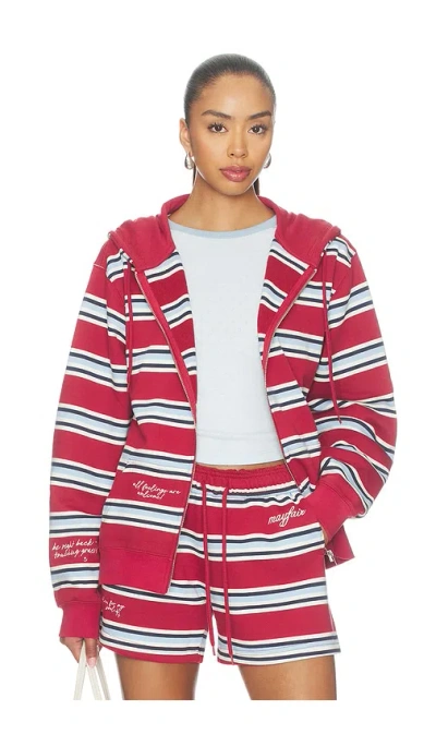 The Mayfair Group The Mayfair Striped Hoodie In Red